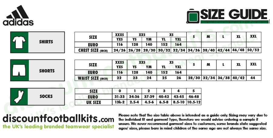 adidas soccer socks size chart