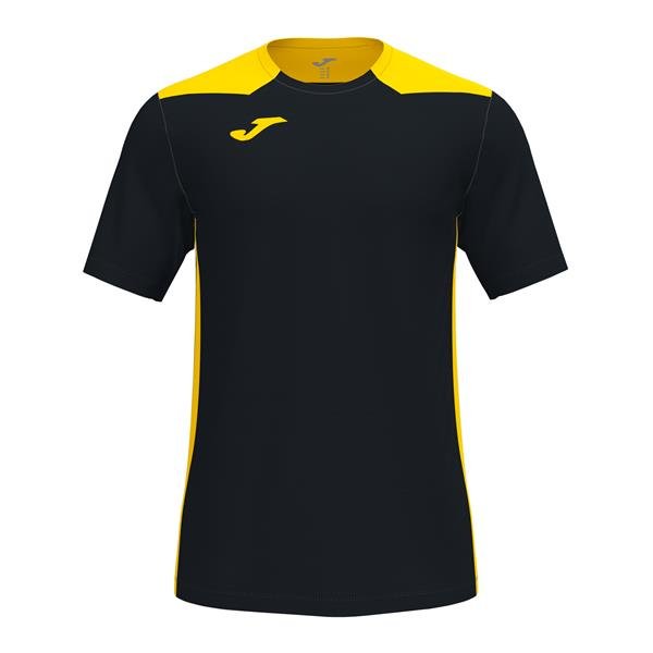 Joma Championship VI SS Football Shirt Black/Yellow