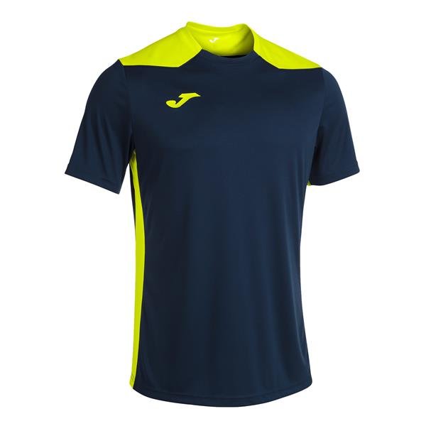 Joma Championship VI SS Football Shirt Navy/Fluo Yellow