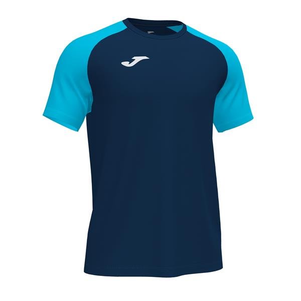 Joma Academy IV SS Football Shirt Navy/Fluo Turquoise