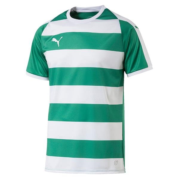 Puma Liga Hooped Football Shirt Pepper Green/White