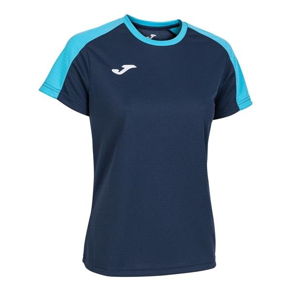 Joma Eco Championship SS Football Shirt Navy/Fluo Turquoise