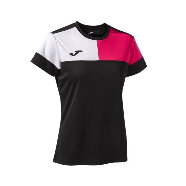 Joma Womens Crew V Black/Pink T-Shirt