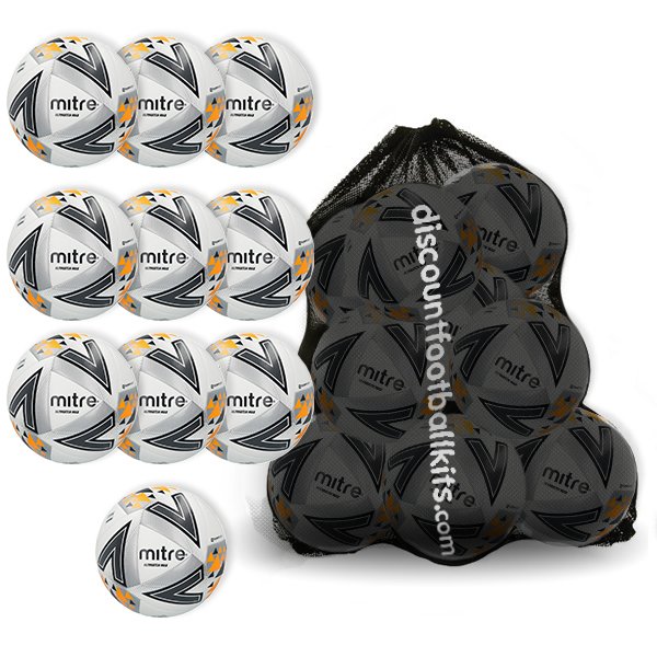 10 x Mitre Ultimatch Max Footballs with a Lusum Breathable Ball Bag 