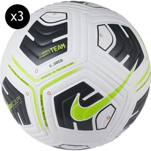 3 x Nike Academy Team Match Footballs White/black
