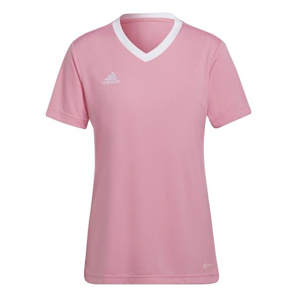 adidas Entrada 22 Womens Navy Blue/White Football Shirt Semi Pink Glow/white