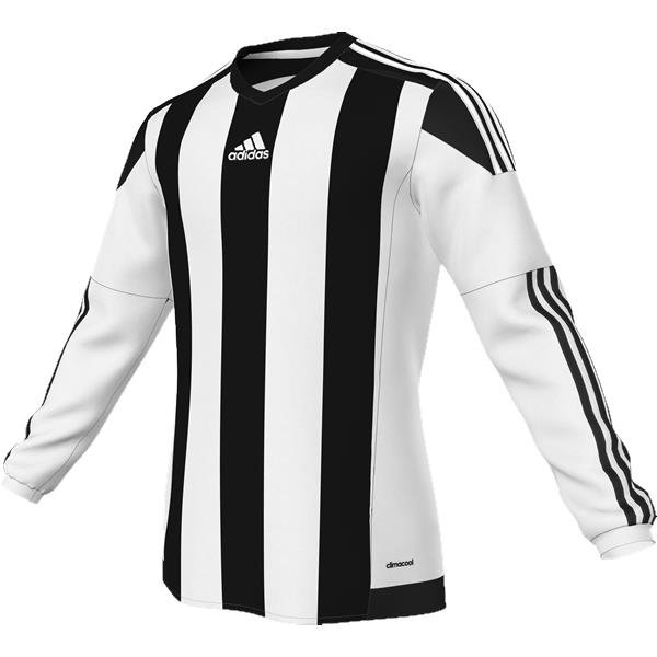 adidas Striped 15 White/Black LS Football Shirt Youths