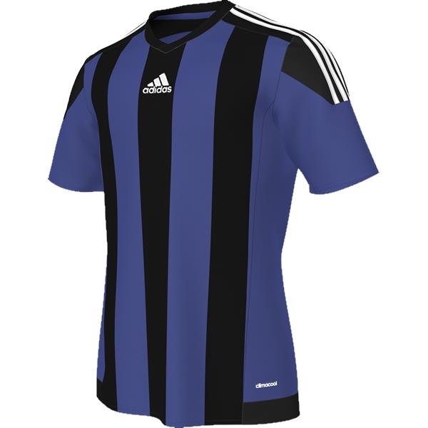 adidas Striped 15 Bold Blue/Black SS Football Shirt Youths