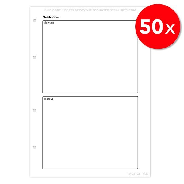 Tactics Pad 50x Match Notes Refill Sheets