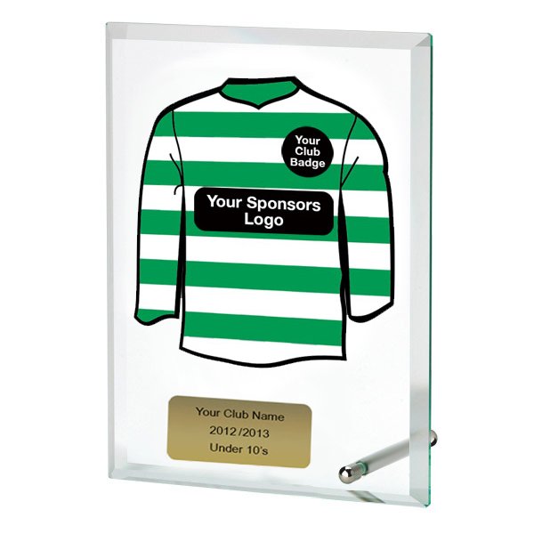 Glass Award With Personalised Hooped Shirt