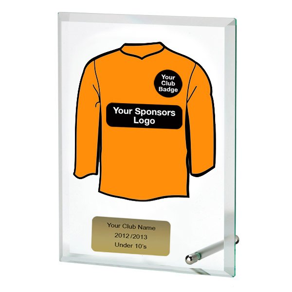 Glass Award With Personalised Plain Shirt