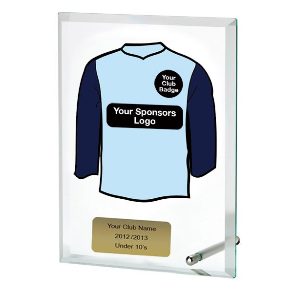 Glass Award With Personalised Sleeves Shirt