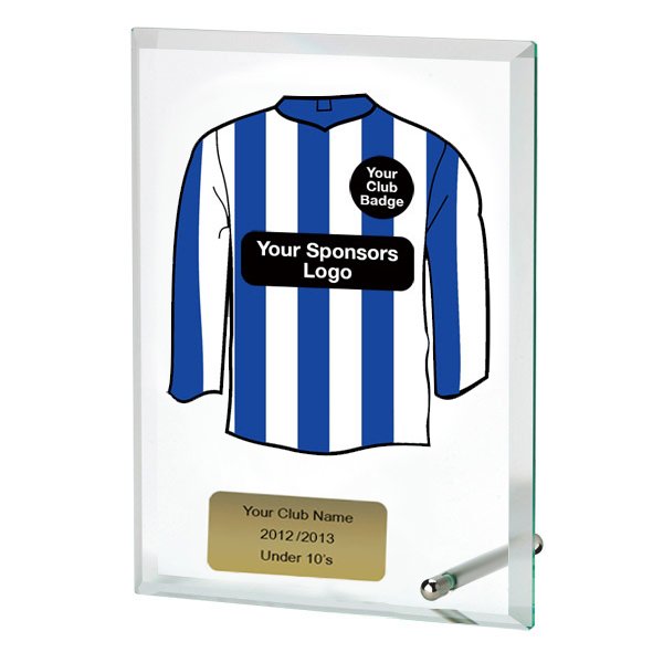 Glass Award With Personalised Striped Shirt